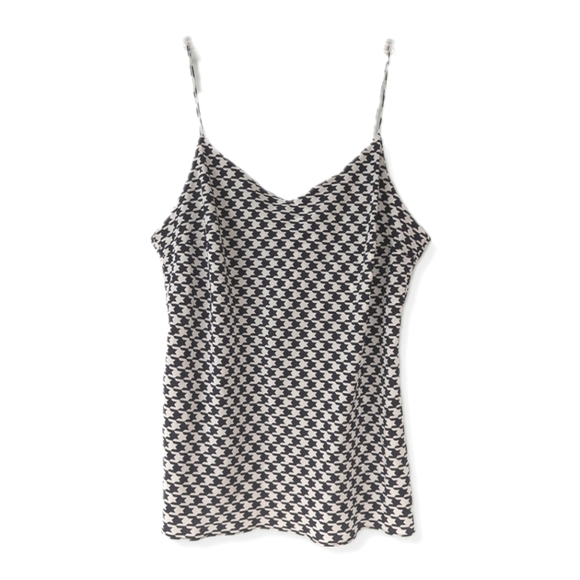 NWT Acrobat Boutique Label Black & White Houndstooth 100% Silk Camisole Top - Picture 1 of 8